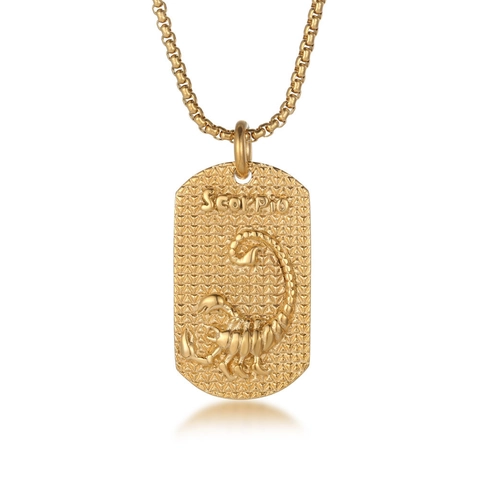 Collana con Ciondolo Scorpione in Acciaio al Titanio Vintage per Uomo Retro Scorpione in Rilievo Dog Tag Gioielli in Acciaio Inossidabile Regalo
