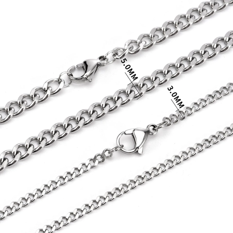 Hip Hop Cuban Link Chain Necklace For Men Women High Polished Stainless Steel Curb Chain Trendy Punk Clavicle Jewelry Gift