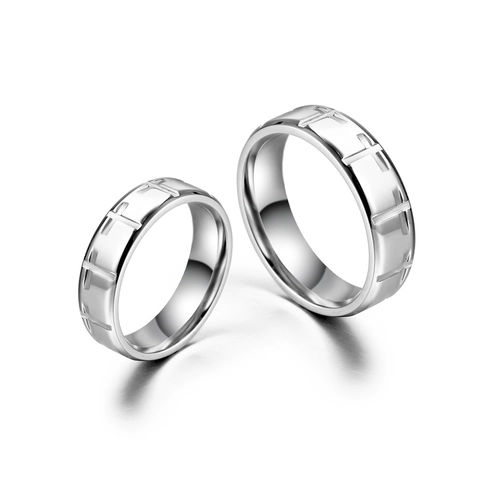 Anello in Acciaio al Titanio con Motivo a Croce Lucido Fascia di Coppia Gioielli Minimalisti Regalo per Donna Uomo Unisex Accessori Moda