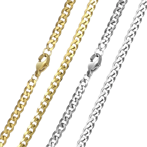 Titanium Steel Curb Chain Necklace For Men Women Polished Six Sided Weave Clavicle Chain Hip Hop Punk Jewelry Gift