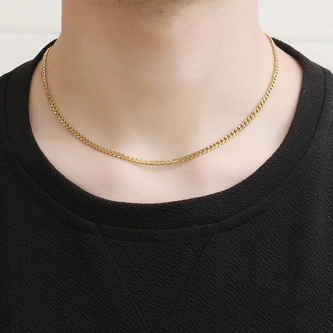 Titanium Steel Curb Chain Necklace For Men Women Polished Six Sided Weave Clavicle Chain Hip Hop Punk Jewelry Gift