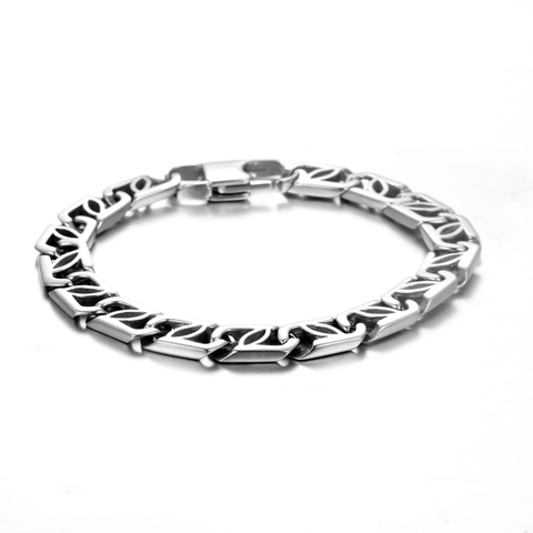 Trendy Titanium Steel Men Chain Bracelet Hip Hop Punk Style Geometric Hollow Link Jewelry Accessories For Daily Wear Gift For Him
