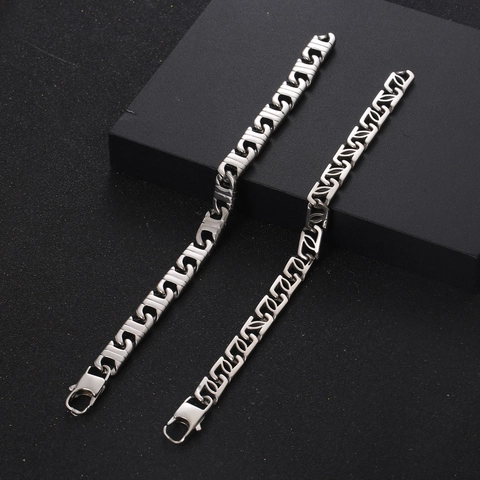 Trendy Titanium Steel Men Chain Bracelet Hip Hop Punk Style Geometric Hollow Link Jewelry Accessories For Daily Wear Gift For Him