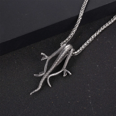 Collana con Ciondolo a Forma di Serpente Hydra Multitesta in Acciaio Inossidabile Gotico per Uomo Donna Gioielli Stile Medusa