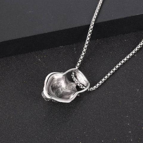 Collana con Ciondolo a Testa di Lupo e Teschio in Acciaio Inossidabile Retro da Uomo Gothic Punk Rock Distressed Gioielli