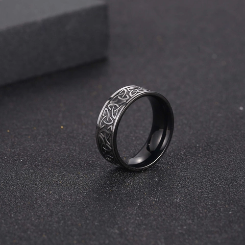 Vintage Viking Celtic Knot Stainless Steel Ring For Men Nordic Retro Bronze Band Gothic Punk Jewelry Finger Ring Gift