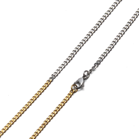 Men Titanium Steel Curb Chain Necklace Gold Silver Two-Tone Spliced Hexagon Cut 3mm Minimalist Link Chain Fashion Jewelry