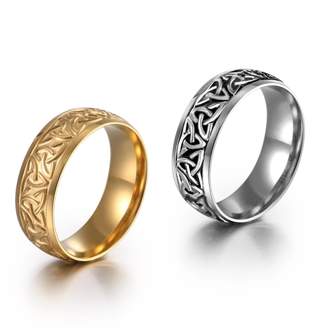 Anello in Acciaio Inossidabile Nodo Celtico Vichingo per Uomo Anello a Fascia in Stile Vintage Retro Accessorio in Acciaio al Titanio Lucidato