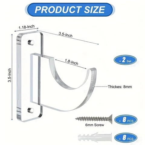 Acrylic Wall Mount Bracket Lightsaber Stand Skateboard Rack Baseball Bat Hanger Transparent Black Display Holder Home Storage Rack