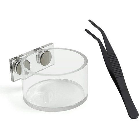 Magnetic Acrylic Reptile Feeding Dish Set Transparent Water Bowl With Tweezers For Jumping Spiders Small Reptiles Terrarium Tank Accessories