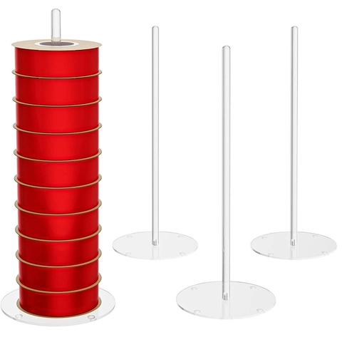 Acrylic Ribbon Storage Organizer Clear Desktop Ribbon Holder Stand Vertical Tape Rack For Craft Room Sewing Room Gift Wrapping