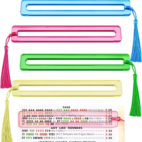 Multicolor Acrylic Mahjong Line Finder Beginners Mahjong Reader With Tassels Clear Score Card Holder American Mahjong Accessory