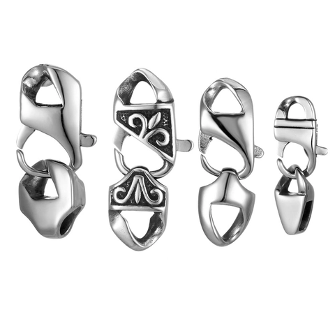 Stainless Steel Lobster Clasp Jewelry Connector Fleur De Lis Embossed Diy Necklace Bracelet Making Accessory Vintage Clasp