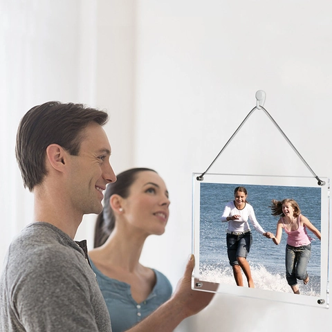 Modern Transparent Acrylic Photo Frame Clear Document Certificate Holder Wall Mounted Tabletop Picture Frame Minimalist Home Office Decor