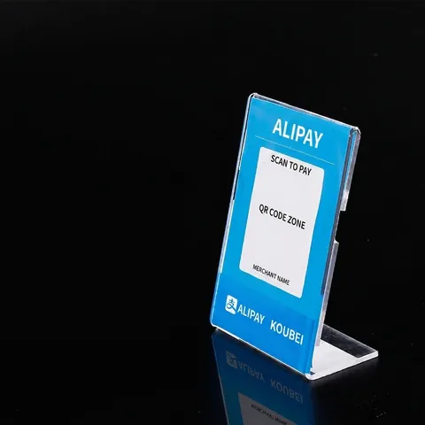 Acrylic Sign Holder L-Shaped Clear Display Stand For Desk Payment QR Code Table Card Desktop Information Stand