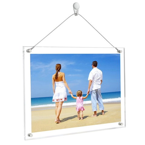 Modern Transparent Acrylic Photo Frame Clear Document Certificate Holder Wall Mounted Tabletop Picture Frame Minimalist Home Office Decor