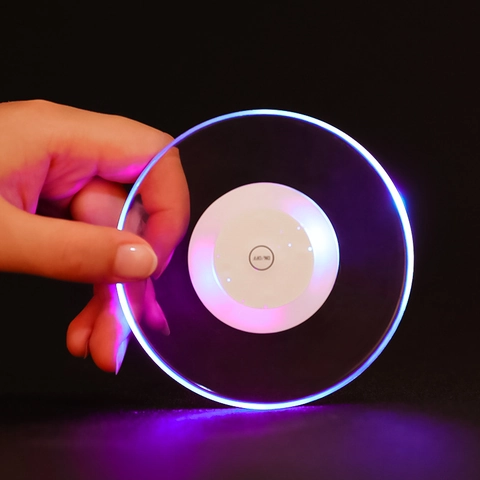 Acrylic LED Luminous Coaster Round Square Bar Cocktail Glowing Drink Mat Colorful White Light Up Coaster Table Decor