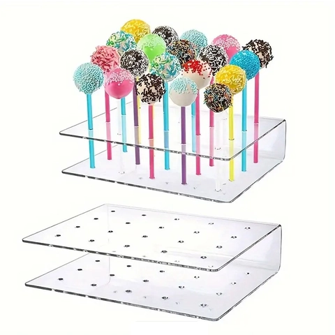 Espositore per Lecca Lecca in Acrilico Trasparente Supporto per Caramelle a Doppio Strato per Tavolo da Dessert per Feste
