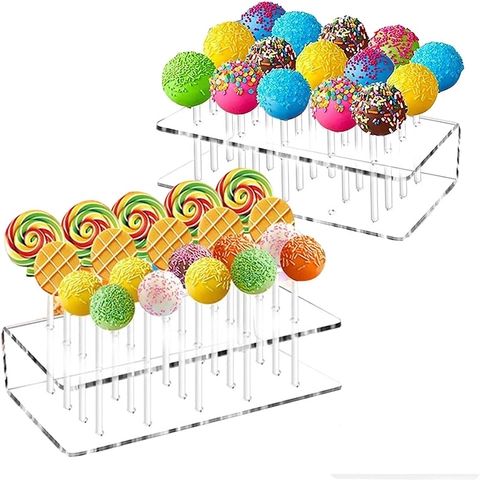 Espositore per Lecca Lecca in Acrilico Trasparente Supporto per Caramelle a Doppio Strato per Tavolo da Dessert per Feste