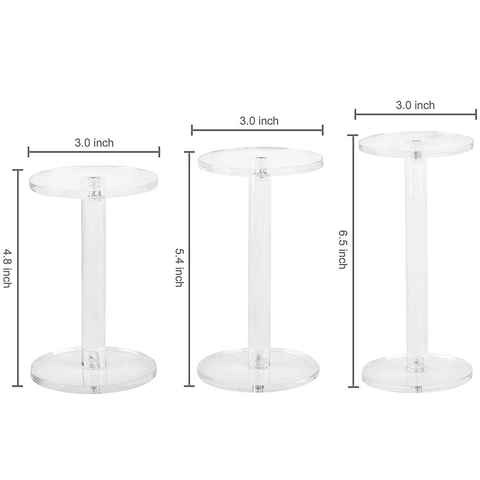 Riser Rotondi a Livelli in Acrilico Trasparente per Gioielli Cosmetici Action Figure Organizer da Scrivania Espositore