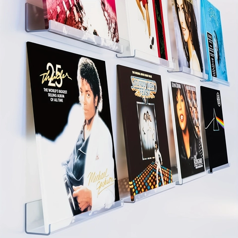 Klares Acryl Wandregal Für Schallplatten Transparente LP Display Leiste Minimalistisch Schwebendes Regal Für Zuhause Deko