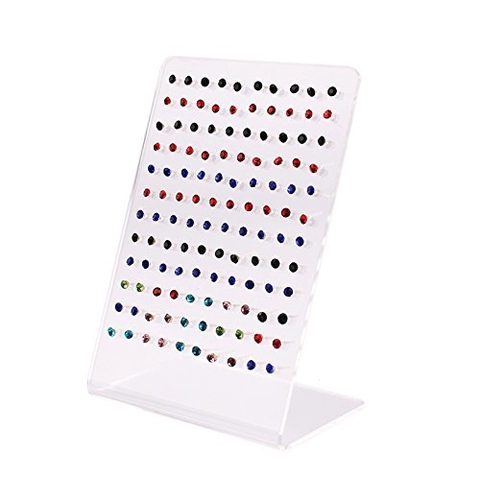 Supporto per Orecchini in Acrilico a Forma di L Espositore per Orecchini a Fori Multipli Organizzatore per Gioielli Rack