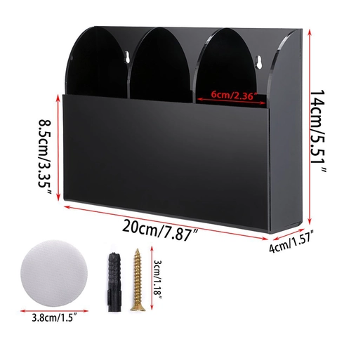Wall Mounted Acrylic Remote Control Organizer Multi Compartment Storage Box Holder For TV Air Conditioner Mobile Phone
