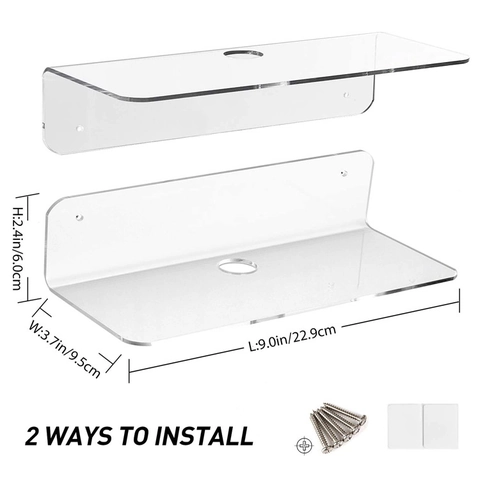 Clear Acrylic Floating Shelves Wall Mounted Storage Rack Drill-Free Modern Display Shelf For Small Speakers Clock Home Decor