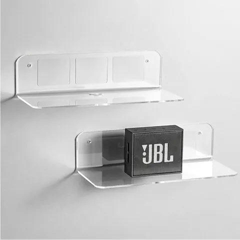 Clear Acrylic Floating Shelves Wall Mounted Storage Rack Drill-Free Modern Display Shelf For Small Speakers Clock Home Decor