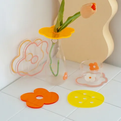 Acryl Blumen Untersetzer Lichtdurchlässige Tischmatte Modern Minimalistisch Deko Ornament Vase Blumenhalter