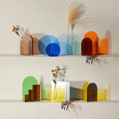 Vaso Arcobaleno Geometrico in Acrilico Minimalista Moderno Nordico Complemento d'Arredo Decorativo da Tavolo per Casa Ufficio Camera da Letto