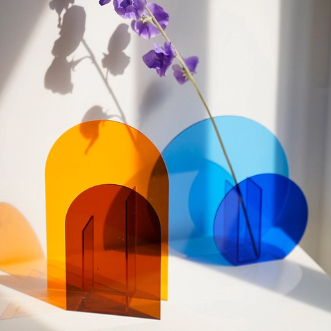 Vaso Arcobaleno Geometrico in Acrilico Minimalista Moderno Nordico Complemento d'Arredo Decorativo da Tavolo per Casa Ufficio Camera da Letto