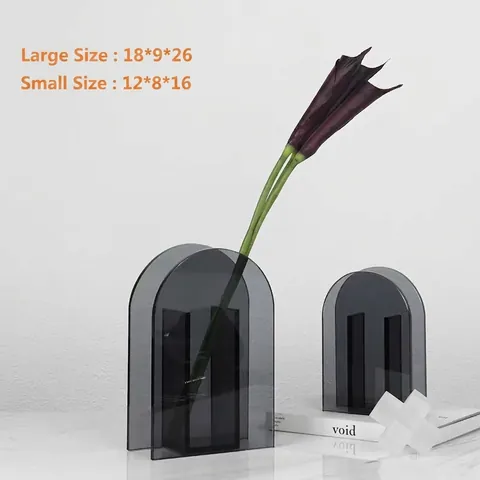 Modern Minimalist Arch Acrylic Vase Geometric Clear Flower Vase Home Living Room Decor Polished Desktop Decorative Ornament