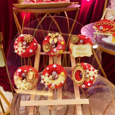Acrylic Donut Stand With Wooden Base Multihole Donut Display Holder For Wedding Birthday Party Dessert Table Home Decor
