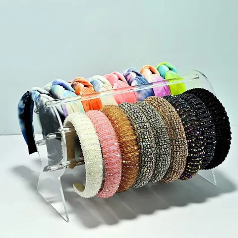 Acrylic Headband Holder Display Stand Clear Hairband Organizer Detachable Scrunchie Storage Rack For Women Vanity Decor