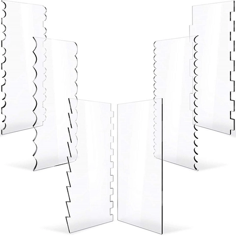 Acrylic Patterned Cake Scraper Transparent Cream Smoother Comb Cake Decorating Pastry Cutter DIY Baking Tools