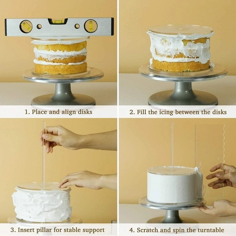 Klares Acryl Kuchenplatten Schaber Set Runde Kuchen Nivellierung Dekoration Kämme Professionelle Transparente Backglätter Werkzeuge