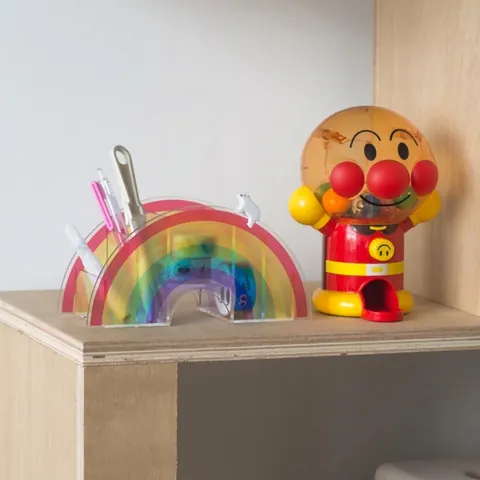 Rainbow Acrylic Pen Holder Desktop Stationery Storage Box Nordic Ins Style Multi-Layer Gradient Office Desk Organizer Decor