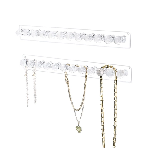 Organizzatore per Gioielli in Acrilico a Parete Con Manopole Effetto Cristallo Espositore Trasparente per Collane e Bracciali