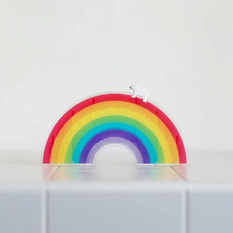 Rainbow Acrylic Pen Holder Desktop Stationery Storage Box Nordic Ins Style Multi-Layer Gradient Office Desk Organizer Decor
