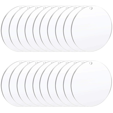 Blank Round Clear Acrylic Discs Laser Cut Transparent Acrylic Sheets With Pre Drilled Hole For DIY Painting Craft Jewelry Ornaments