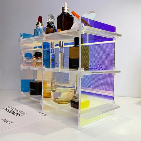 Modern Minimalist Acrylic Desktop Storage Rack Multi-Layer Free Combination Cosmetic Cup Organizer Transparent Display Shelf