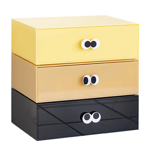 Acryl Schreibtisch Schubladen Aufbewahrungsbox Multifunktionaler Masken Schreibwaren Organizer Mit Süßem Cartoon Augen Griff Büro Deko