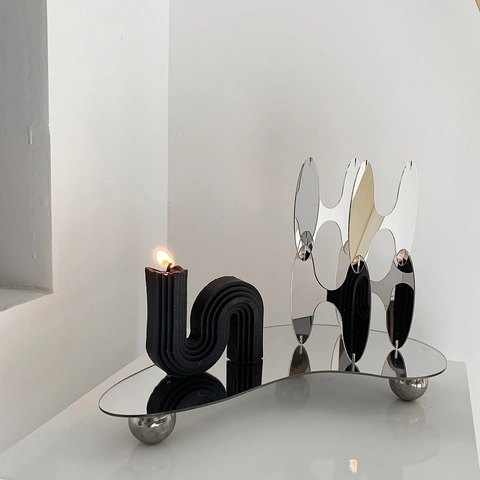 Nordic Mid-Century Style Acrylic Mirror Geometric Ornament Modular Interlocking Tabletop Decor For Living Room Home Art Display