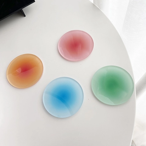 Frosted Acrylic Coaster Round Gradient Sunset Style Nordic Table Mat Heat Resistant Insulation Pad Photography Props Decoration