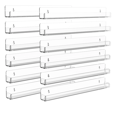Clear Acrylic Wall Mounted Floating Shelves Nail Polish Display Rack Invisible Bookshelf Organizer For Cosmetics Records
