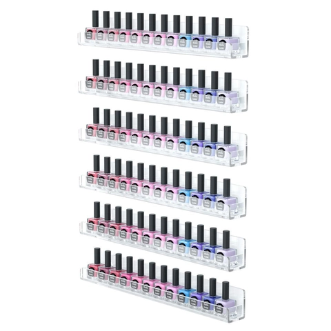 Clear Acrylic Wall Mounted Floating Shelves Nail Polish Display Rack Invisible Bookshelf Organizer For Cosmetics Records