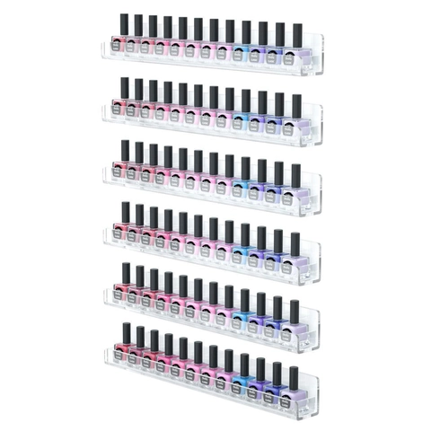 Clear Acrylic Wall Mounted Floating Shelves Nail Polish Display Rack Invisible Bookshelf Organizer For Cosmetics Records