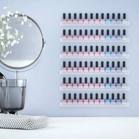 Transparent Acrylic Nail Polish Organizer Wall Mounted Floating Shelves Makeup Storage Rack Display Holder For Home
