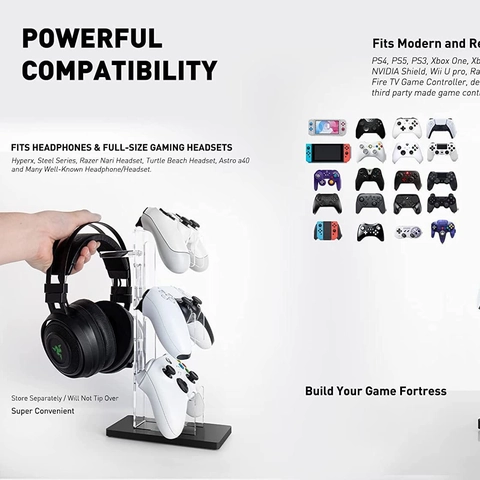 3-Ebenen Acryl Game Controller Ständer Und Kopfhörerhalter Universal Desktop Gamepad Display Rack Für PS5 Xbox Switch Transparent